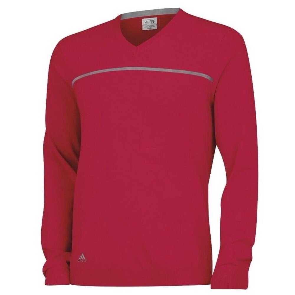 Adidas Core‎ Golf Men's V-Neck Knit Pullover Sweater Red/Gray Size S